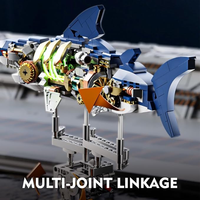 RiceBlock Holiday Toy Shark Animal Building Block Set for Boys 8-14 Sea Creatures Marine Animal Building Blocks Toys Crossing Ocean Lovers 687 Pieces Home Decor Gift for Adults Teens