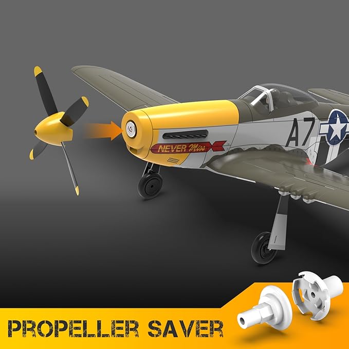 VOLANTEXRC Brushless 4CH RC Plane P51D Mustang 500mm Remote Control Airplane Fighter RTF with 6-Axis Gyro 3 Modes &amp Aerobatics 2.4GHz Radio Controlled Aircraft for Beginners &amp Adults