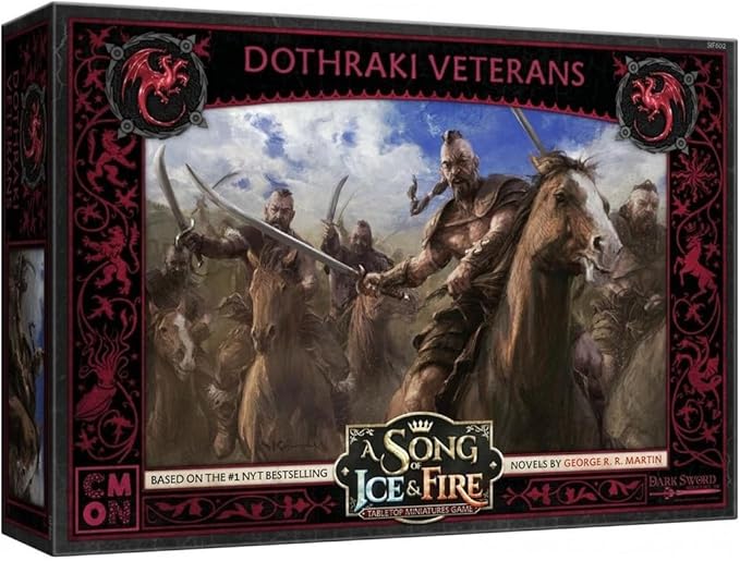 CMON A Song of Ice and Fire Tabletop Miniatures Dothraki Veterans Unit Box - Fearless Warriors of The Great Grass Sea Strategy Game for Adults Ages 14+ 2+ Players 45-60 Minute Playtime Made