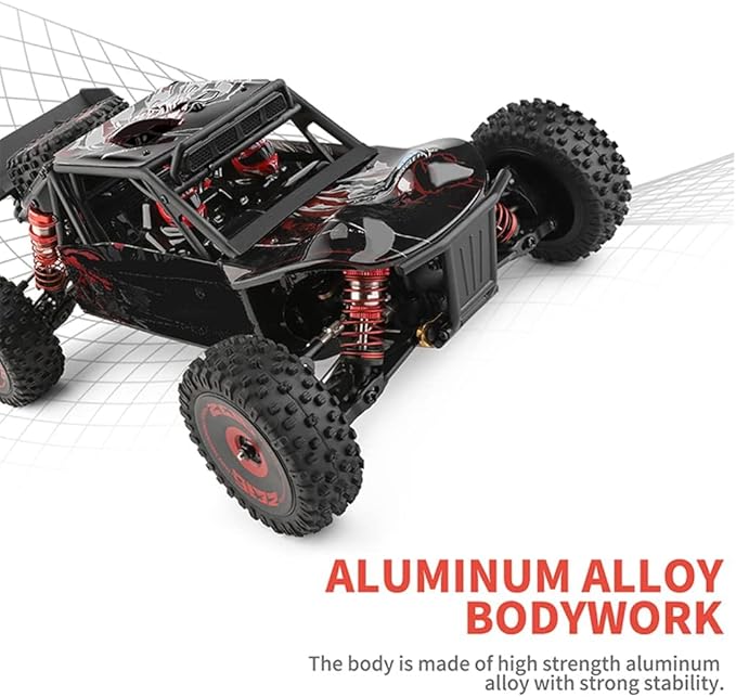 GoolRC WLtoys 124016 V2 RC Car 1:12 Scale Remote Control Car 4WD 75km/h High Speed Racing Truck 2.4GHz All Terrain Off Road RC Truck RTR with Brushless Motor and Metal Chassis for Adults