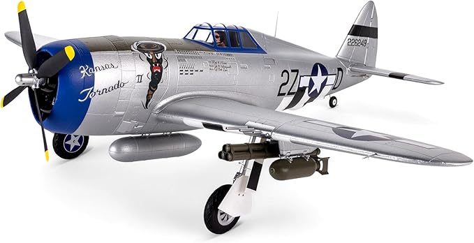 E-flite RC Airplane P-47 Razorback 1.2m BNF Basic-Transmitter Battery and Charger Not Included EFL08450 Airplanes B&ampF Electric