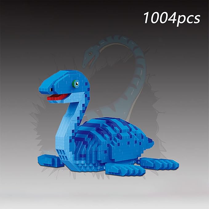 Larcele Micro Building Blocks Dinosaur Set DIY Mini 3D Building Toy Bricks1004 Pieces KLJM-06 (Plesiosaurus)