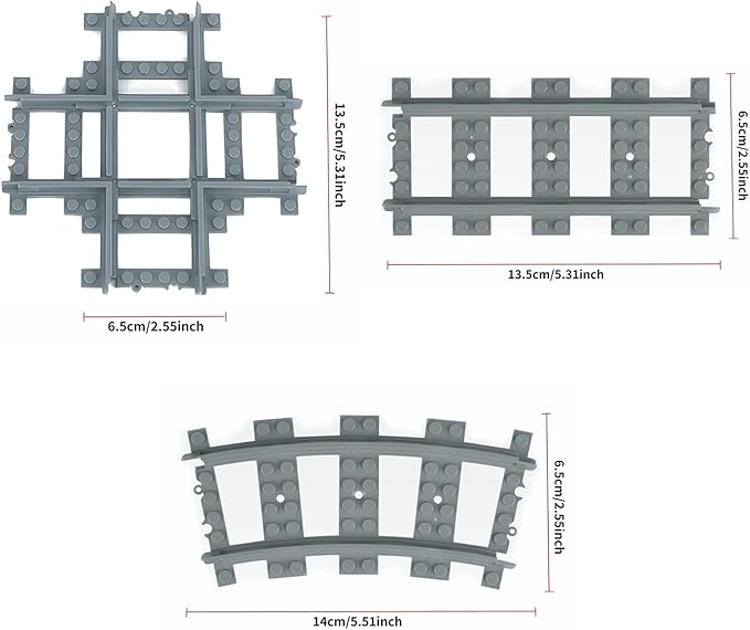 103pcs-City Train Tracks Extension Accessory Set Compatible with Major City Train Sets 60205 60238 Railroad Building Toy for Kids Gift for Train Enthusiasts-40 Curved 56 Straight 7 Crossing Rails