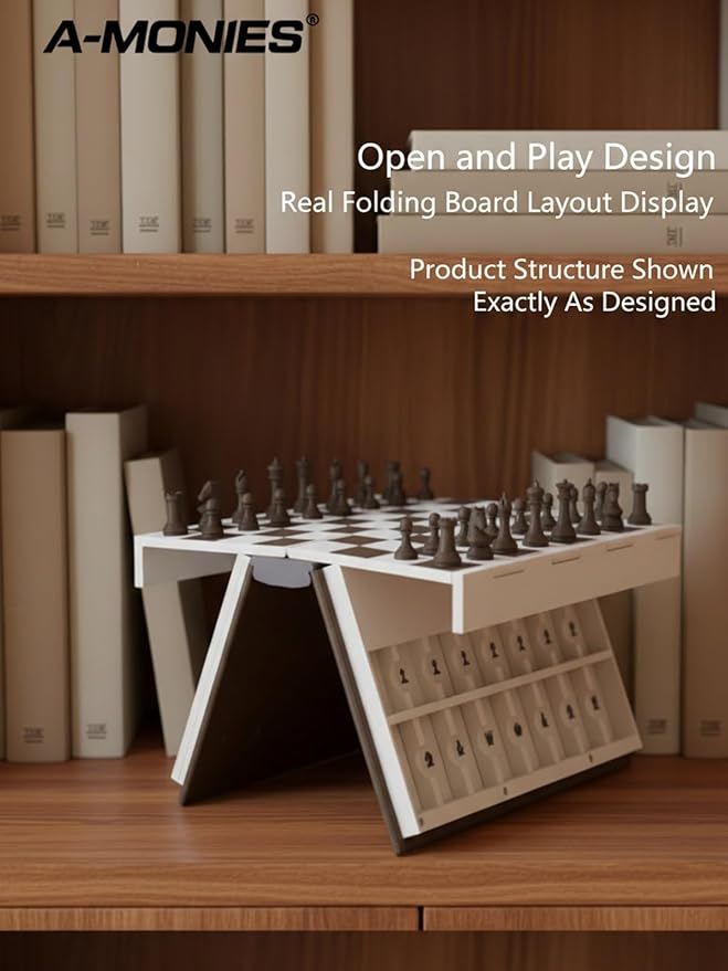 3D Hangman Book 3D Printed Magnetic Chess Book Board Game Portable Folding Playbook Design Travel Style Board Games Backgammon Novelty Books Shaped Games for Adults with Storage