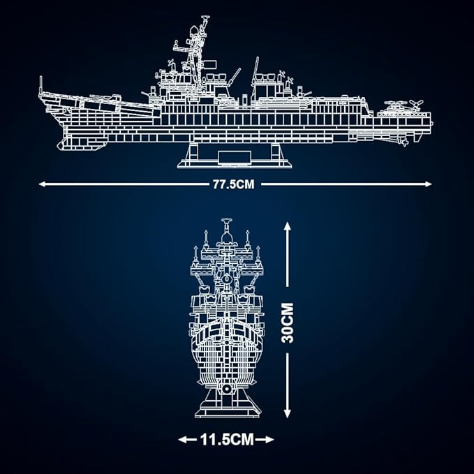 MISINI M7021 Arleigh Burke-Class Destroyer 1:200 Building Blocks Set 3601 Pieces MOC USN Warship Model Excellent Battleship Building Toy Gift and Collection for Military Enthusiast and Adult