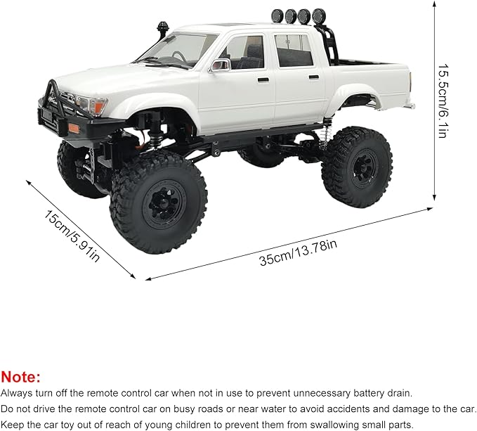 RC Rock Crawler WPL C64-1 RC Truck 1:16 Scale 2.4GHz Remote Control Truck 4WD All Terrain Off-Road RC Crawler with LED Lights and 2 Rechargeble Batteries for Adults (Blue)