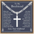 IEFLIFE Easter Basket Stuffers - Cross Necklace Easter Gifts for Men Boys Silver Figaro Chain Cross Necklace Jewelry Christian Baptism Gifts for Boys Birthday Gift for Dad Husband Son Grandson