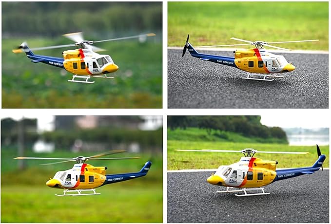 FLYWING BELL-412 470-Class RC Military Helicopter 2.4G 6CH GPS Positioning &amp Auto-Return 3D Flight &amp 4 Modes Quick Detachable Propellers RTF Version for Adults &amp Advanced Enthusiasts