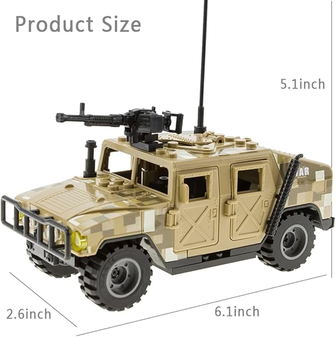 Military Vehicles Building Blocks Sets Compatible with Lego Military Off-Road Vehicle Set Army Model Kit STEM Toys for Boys Kids and Teens Ages 8-14 (Khaki)