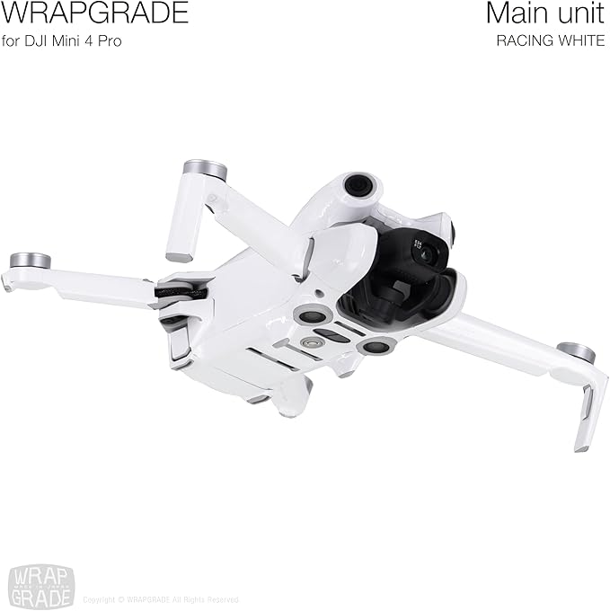 WRAPGRADE Skin Stickers Compatible with DJI Mini 4 Pro | Full Wrap (Racing White)