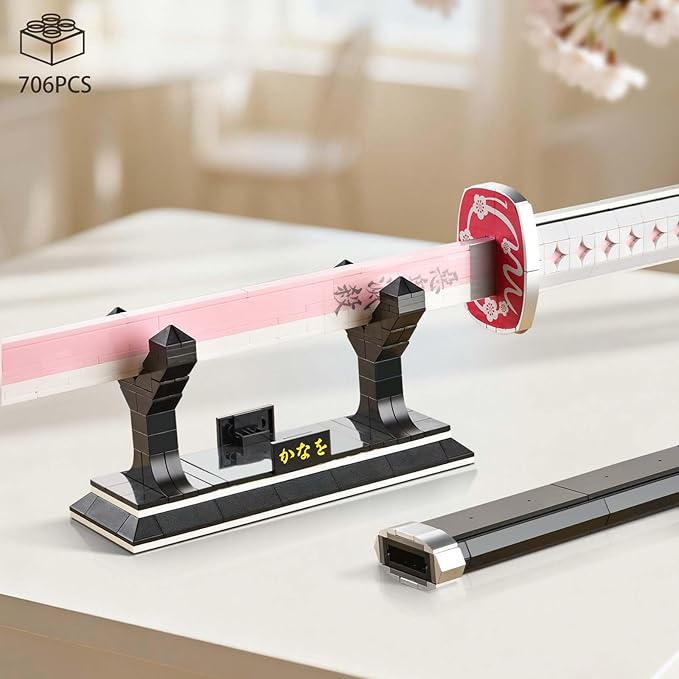 39inch Demon Sword Building Sets Tsuyuri Kanao Swords Set with Scabbard and Stand Demon Katana Building Blocks Anime Sword Sets for Adults and Anime Fans (706PCS)