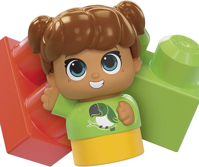 Mega Bloks Fisher-Price Toddler Blocks Toy Set Build ‘n Tumble Activity Table with 25 Pieces and Storage 1 Figure Blue Ages 1+ Years
