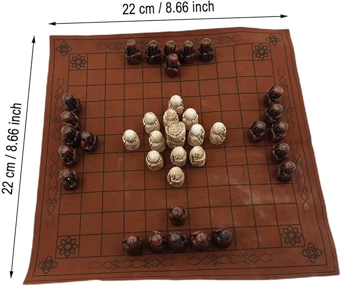 Hnefatafl Viking Chess SetClassic Historic European Tabletop Asymmetric War GameAuthentic Traditional Two-Player Strategy Board GameTravel Games with Leather Chessboard