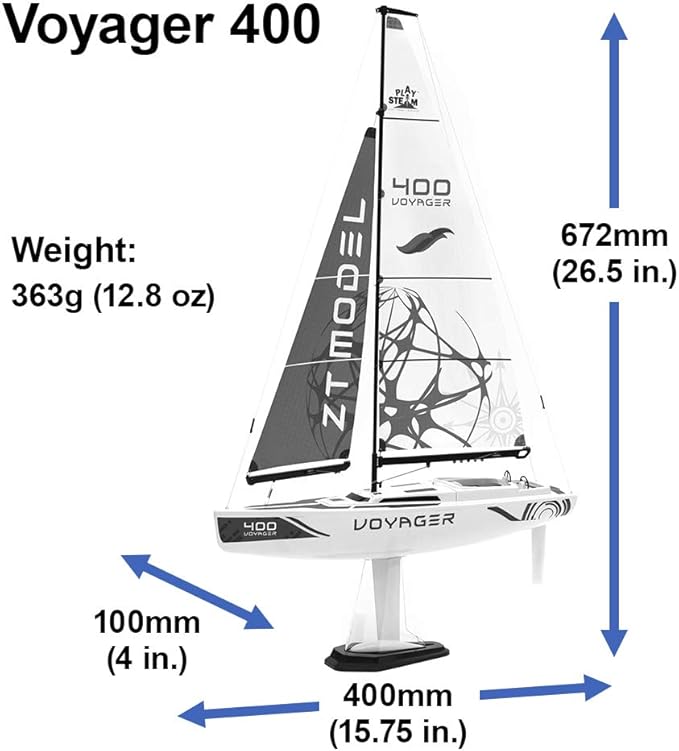 PLAYSTEM Voyager 400 RC Controlled Wind Powered Sailboat in Red - 26 Tall
