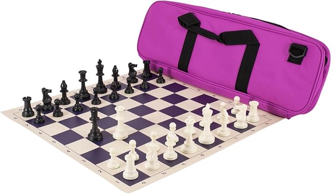 Deluxe Chess Set Combination - Triple Weighted - by US Chess Federation (Neon Purple)