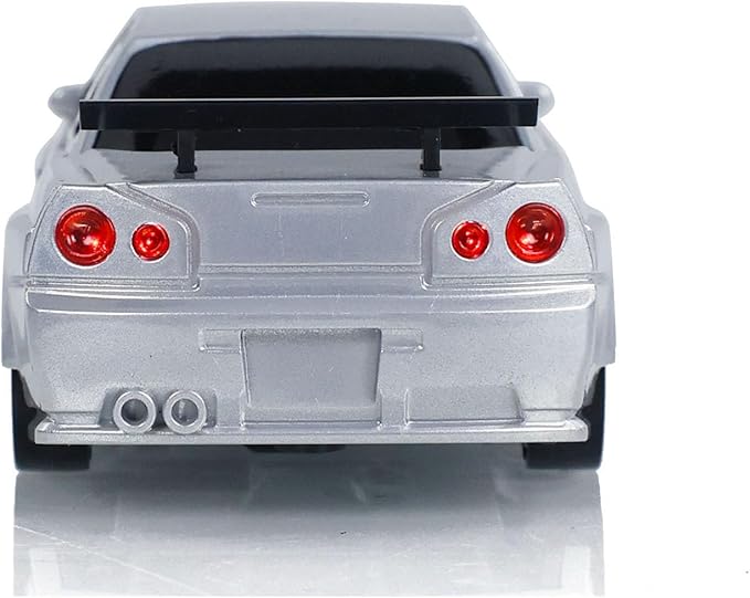 1/43 Full Scale RC Drift Race Vehicle with Gyro Edition 4WD Ready to Go Mini Racing Car Remote Control Car High Speed Model for Collection Gift Boys(Silver Gray)