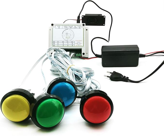 Escape Room Props 5 Colors Buttons Mechanism Press It In Order To Control 12V Magnet Lock For Exit Game Owner Player Adventurer (9 Buttons With Audio)