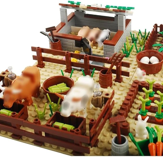 Farm Field Set Building Blocks Plant Animal Crops Building Bricks Kit DIY Building Set Compatible All Major Brands (Animal)