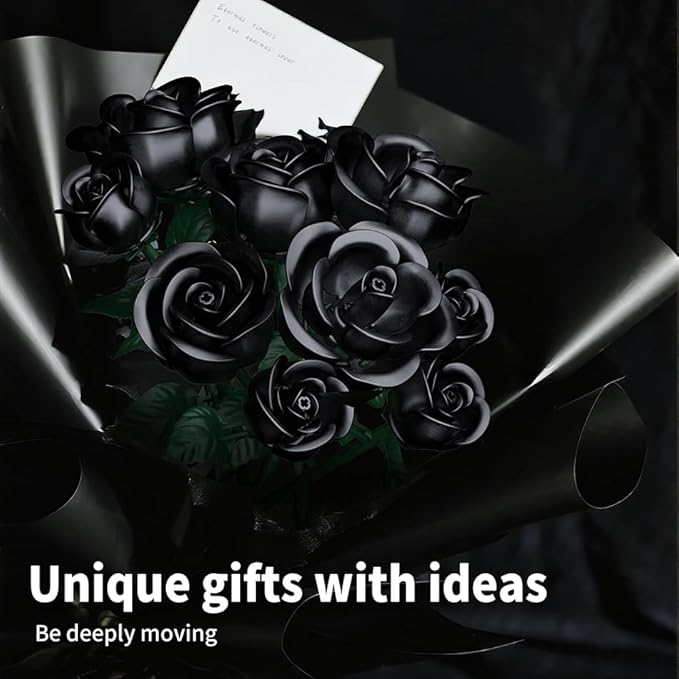 Black Rose Bouquet Building SetCompatible with Lego FlowersArtificial Flowers Botanical Collection Blocks Kit DIY Fake Roses for Adults Women Mother's Day Girlfriend Gifts Home Decor-408pcs