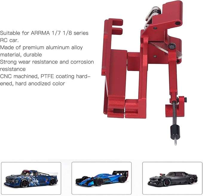 Oumefar RC Alloy Handbrake Module RC Accessories Wear High Temperature Resistant RC Handbrake Kit for ARRMA 1/7 1/8 Series RC Car Parts(Red)