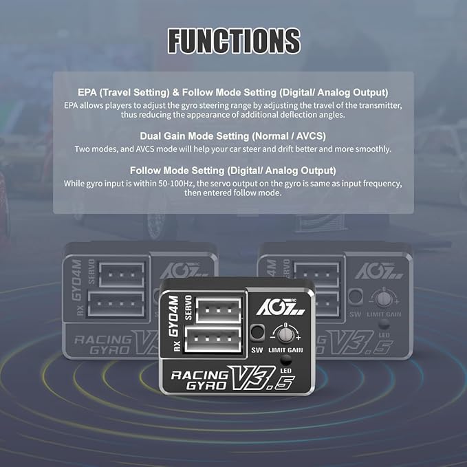 AGFRC Upgraded Mini Z Gyros - Mini Gyros for Drifting Mini-Z Car/Full Aluminum 4Gram Precision RC Gyro Set for Competition Grade RC Drifting (GY04M V3.5)
