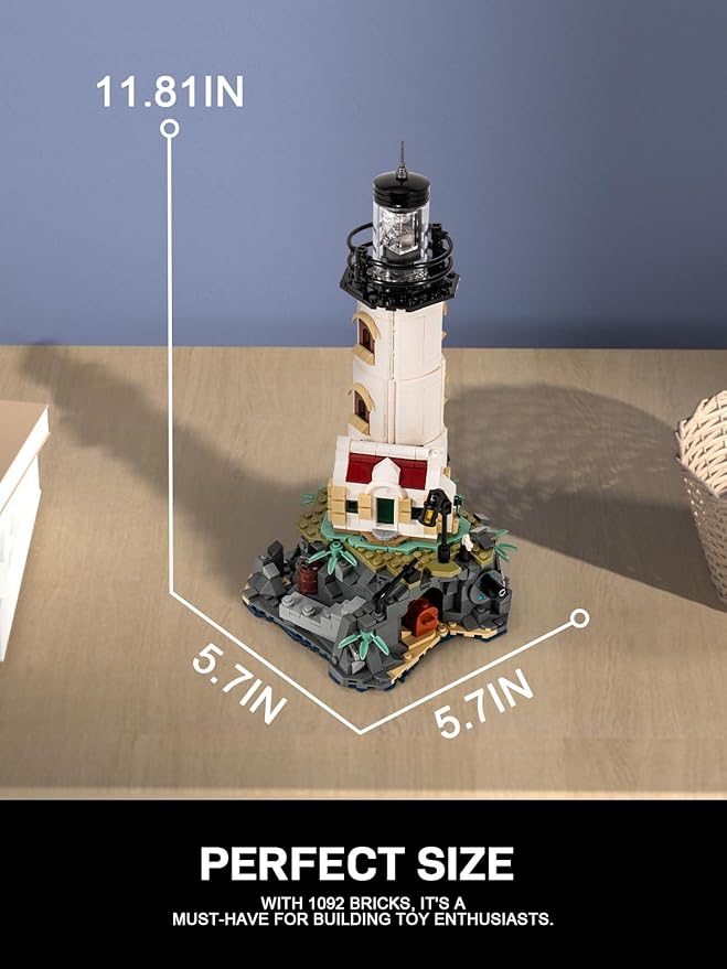 Island Lighthouse Building Block Toy Set Gifts for Kids and Adults（1092 PCS）
