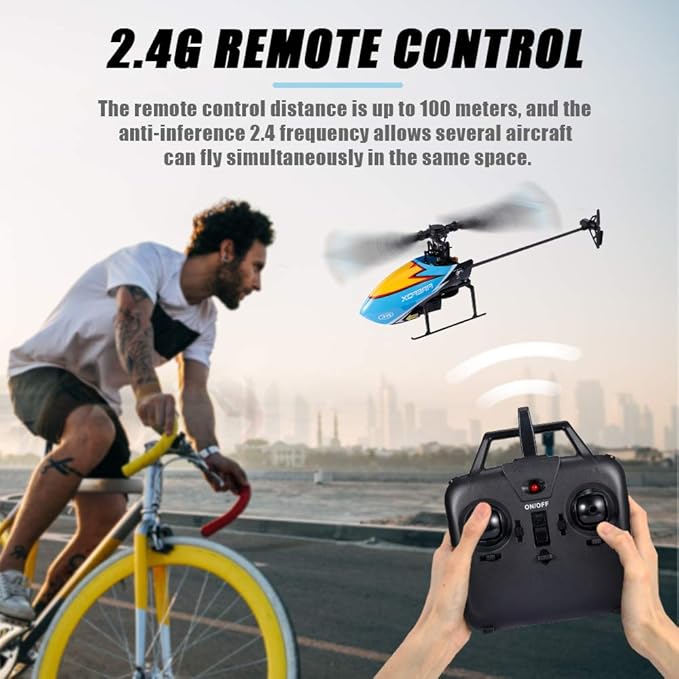 GoolRC C129 RC Helicopter for Adults 4 Channel 2.4Ghz Remote Control Helicopter with 6-Axis Gyro Aileronless RC Aircraft with Altitude Hold and 3 Batteries (Blue)