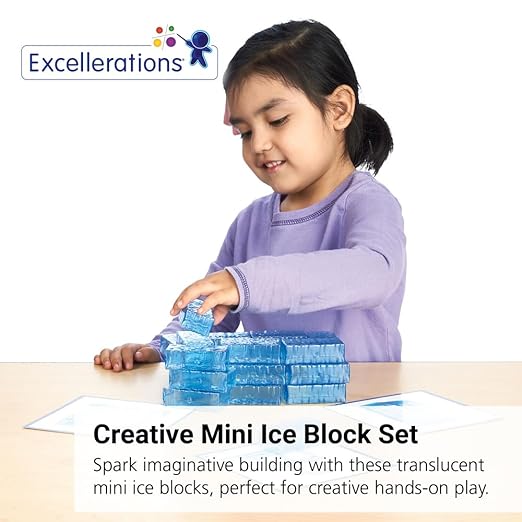 Excellerations Mini Ice Building Blocks for Kid- 36 Blocks with 5 Activity Cards Stem Stacking Bricks Engineering Block Accessories