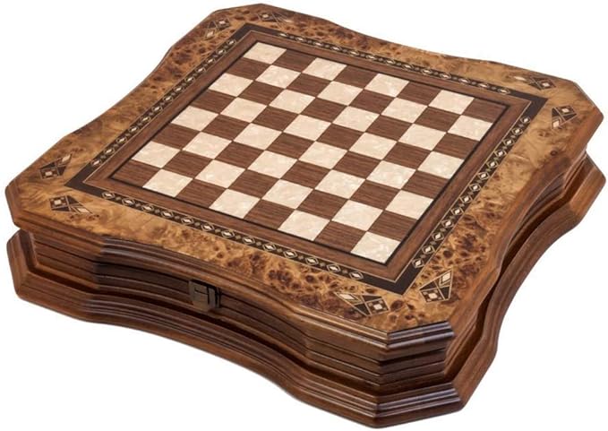 Handmade Chess Set Mosaic Art 15 - Wooden Chess shess Board with Metal Chess Pieces- Gift Item