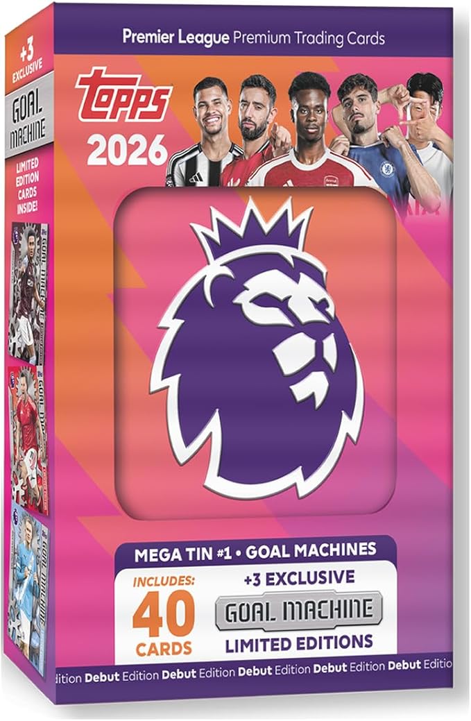 2025 Topps Premier League Debut Edition Cards - Random Mega Tin (40 Cards + 3 Exclusives)