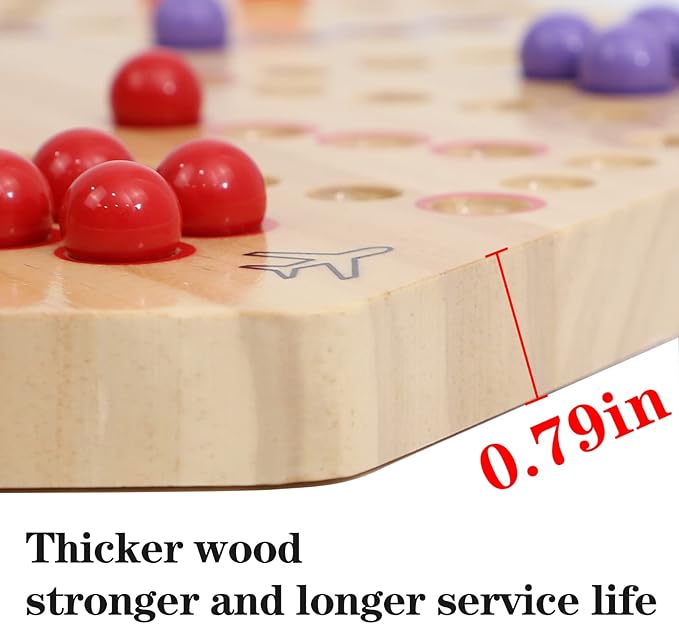 HOROW Wahoo Board Game Wooden Original Board Game 15 inch Classic 2 Side Painted Fast Track Game for 4 Player and 6 Player with 30 Marbles6 Dices for Family Game Night