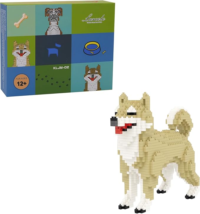 Larcele Micro Dog Building Blocks Mini Pet Building Toy Bricks 814 Pieces KLJM-02(Female Shiba Inu)