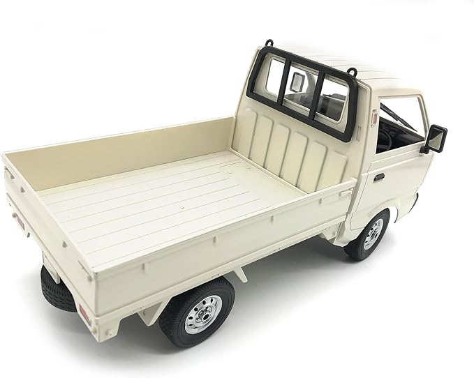 WPL D12 RC Kei Truck 1:10 Scale Remote Control Drift Car 2.4GHz All Terrain Off Road Pickup Truck Crawler with Brushed Motor LED Headlights 2 Batteries RTR for Adults (White)