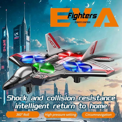 2.4GHz Wireless RC Plane | RC Airplane for Kids Adults &amp Beginners | Foam Remote Control Airplane | Colorful LED Lights | Fighter Jet Glider with Auto Return | Gifts for Children 6+ Years Old