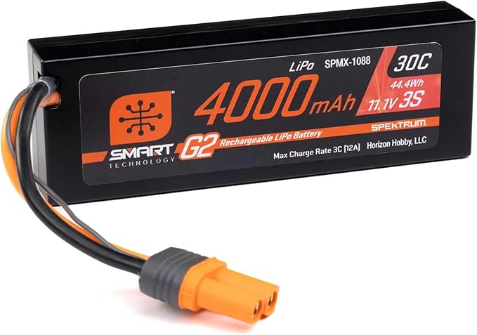 Spektrum Accessories 11.1V 4000mAh 3S 30C Smart LiPo G2 Hard Case: IC5 SPMX-1088