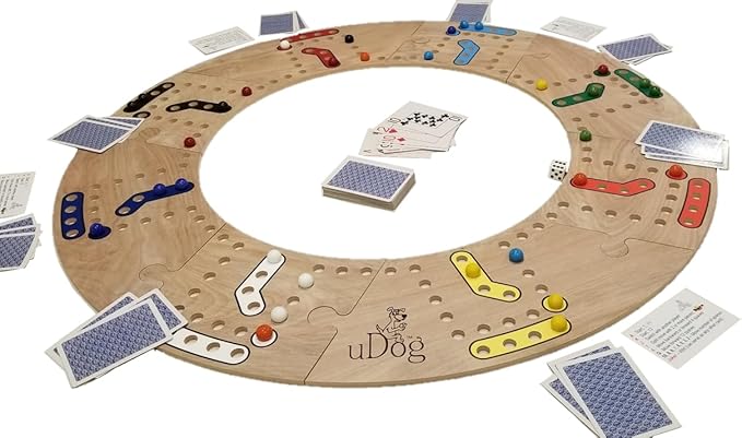 uDog Board Game | Old-Fashioned Fun for 2–12 Players | Made in The USA | Durable Wooden Pieces to Last a Lifetime | Family Game Night (10-Player)