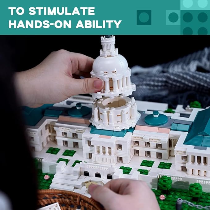 Architectural United States Capitol Building Collection Building Set Model Kit and Gift for Adults (1074 Pieces)