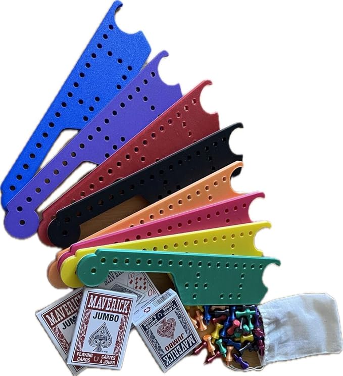 2-8 Player 3D Printed Pegs and Jokers Board Game Set 8 Colors Complete with Cards and Storage Bag