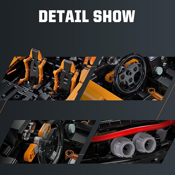 Super Sport Car 1:10 Scale Building Block Kit for Adults Collectible Model with V8 EngineMOC Car Gift for Kids/Adult Collections Enthusiasts（3617Piece）
