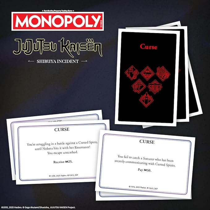 MONOPOLY: Jujutsu Kaisen Edition Board Game Buy Sell Trade Locations from the Shibuya Incident Arc Featuring 6 Custom Tokens: Yuji Itadori Panda Satoru Gojo &amp More Officially Licensed Collect