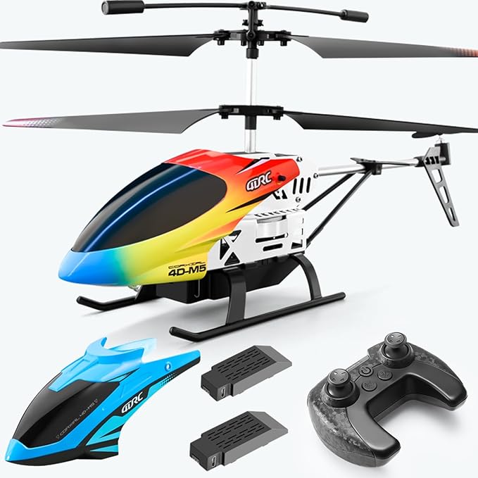 4DRC M5 RC Helicopter for Kids 3-12 and Beginners Remote Control Helicopter with Altitude Hold 2 Batteries with 30Mins FlightWhole Alloy Toy for Boys Girls Indoor Gift
