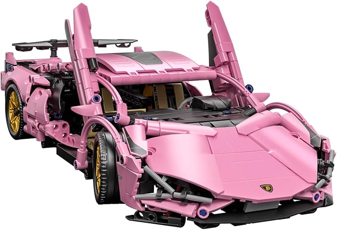 Race Car Building Block Set – 1:14 Pink Sport Speed Technical Supercar Model Kit 1314 PCS Collectible Challenging Vehicles Toys Birthday Gifts for Adults Boys Teens Age 8-12 8-14 14+
