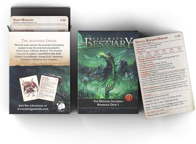 Dungeons and Dragons 5th Edition Deck of Cards – The Dreaded Accursed: Reference Deck 1 by Nord Games – 100 Cards - Games for Adults and Kids – DND Books – Gaming Accessories - Compatible with D&ampD