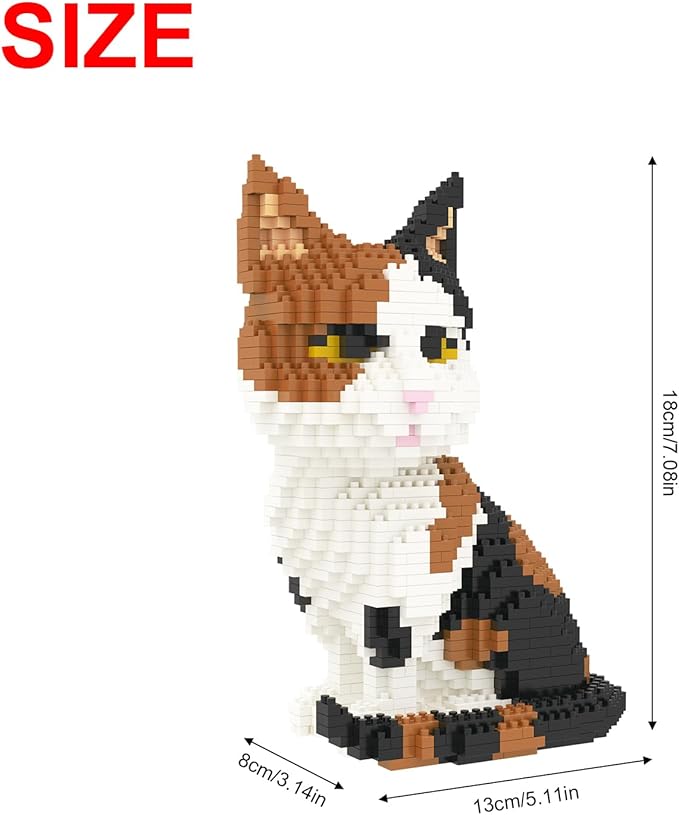 Larcele Cat Micro Building Blocks Animal Set DIY Mini 3D Building Toy Bricks1191pcs KLJM-05 (Cat Model1979)