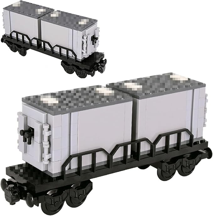 6IN1 City Freight Train Car Building Set DIY Toys for Teens and Adults Compatible with Lego 630 Building Accessory (Container)