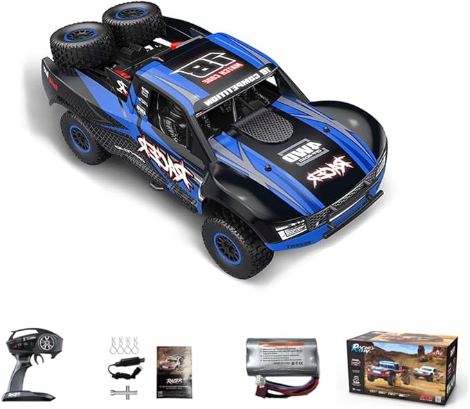RD12 1/12 Scale 4WD Full-Proportional Brushed RC Drift Car with Gyroscope 7-Color LED Roof Light &amp Front/Rear LEDs Indoor/Outdoor Racing Car Gift for Adults &amp Teens (Blue)