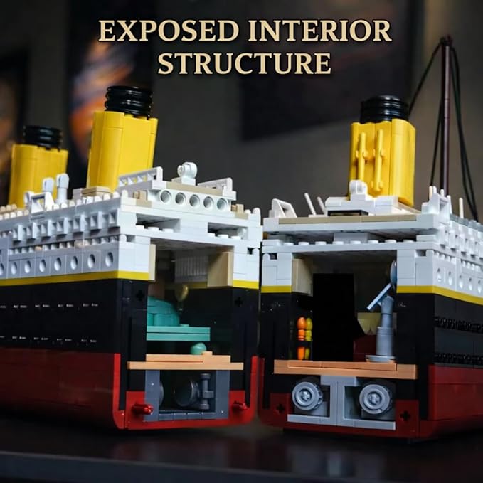 Liberty Imports Titanic Model Kit - 2022 Pieces Large Cruise Ship Building Blocks Set STEM Educational Toy Gifts for Kids and Adults Collectible Display