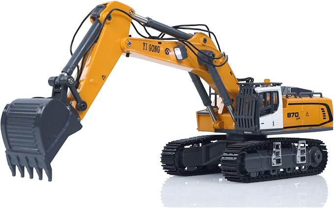 TOUCAN RC HOBBY 1/50 Electric RC Excavator K970 Remote Control Digger Construction Car Metal Bucket Tracks Lights Sounds Finished Model for Ages 14+