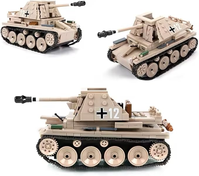 General Jim's WW2 German Marder III Tank Destroyer Building Set – 608 Piece Military Brick Model Kit – Compatible with Major Brands Building Levels and Military Enthusiasts