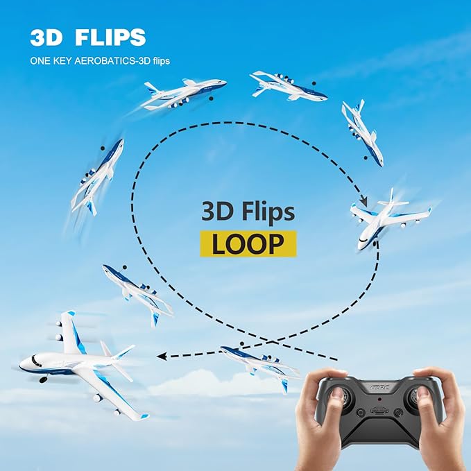 4DRC Remote Control Airplane for Kids Boys Adults G2 Remote Control Plane Jet for Beginners Adult Ready to Fly Airplane with One Key Aerobatic LED Light RC Plane for Kids 2 Battery